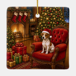 Ornamento De Cerâmica Terrier Jack Russell