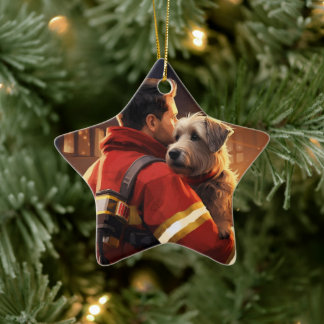 Ornamento De Cerâmica Terrier Jack Russell Bombeiro, Amante de Cachorrin