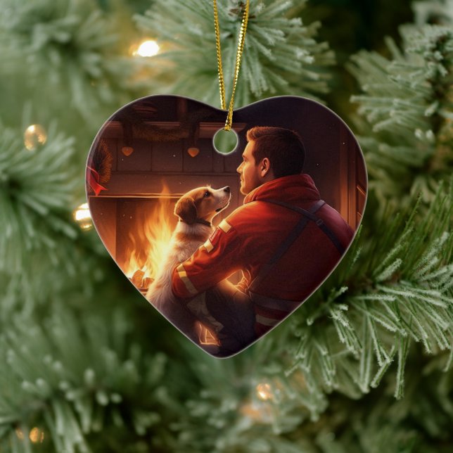 Ornamento De Cerâmica Terrier Jack Russell Bombeiro, Cachorrinho, Amante (Árvore)