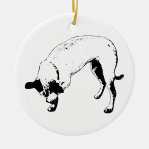 Ornamento De Cerâmica Terrier Sem Espiar OrnBashful Terrier Olhadela de