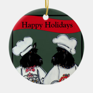 Ornamento De Cerâmica Terriers Escoceses