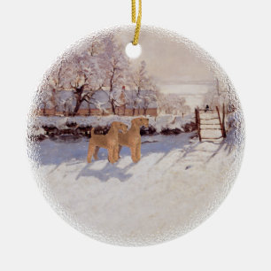 Ornamento De Cerâmica Terriers Irlandeses no Inverno