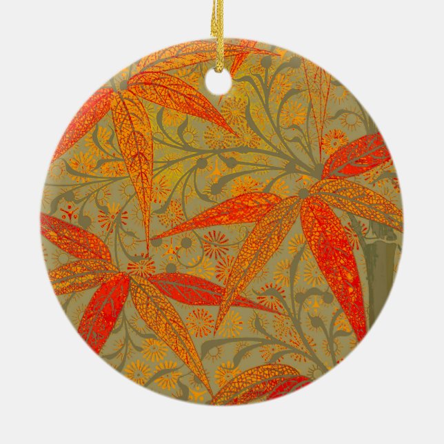 Ornamento De Cerâmica Terthy Bamboo Art Impressão Orange (Traseira)