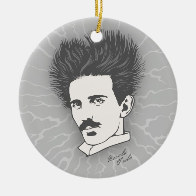Ornamento De Cerâmica Tesla estático (Frente)