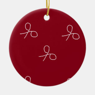 Ornamento De Cerâmica Tesoura desenhada à mão em vermelho maroon