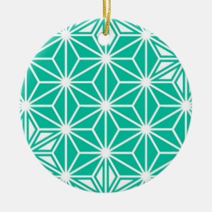 Ornamento De Cerâmica Teste padrão de Asanoha do japonês - azul de pav