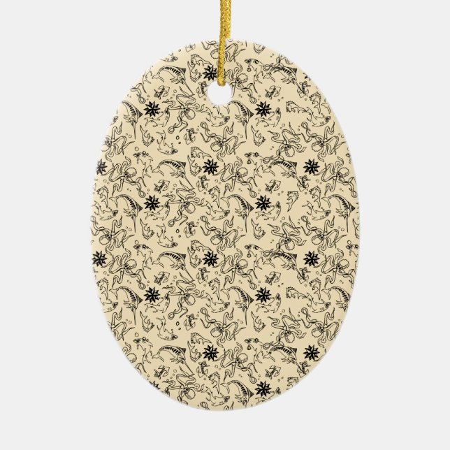 Ornamento De Cerâmica Teste padrão de Jerry do marinheiro (Frente)