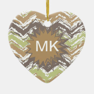 Ornamento De Cerâmica Teste padrão de ziguezague do Scribble da