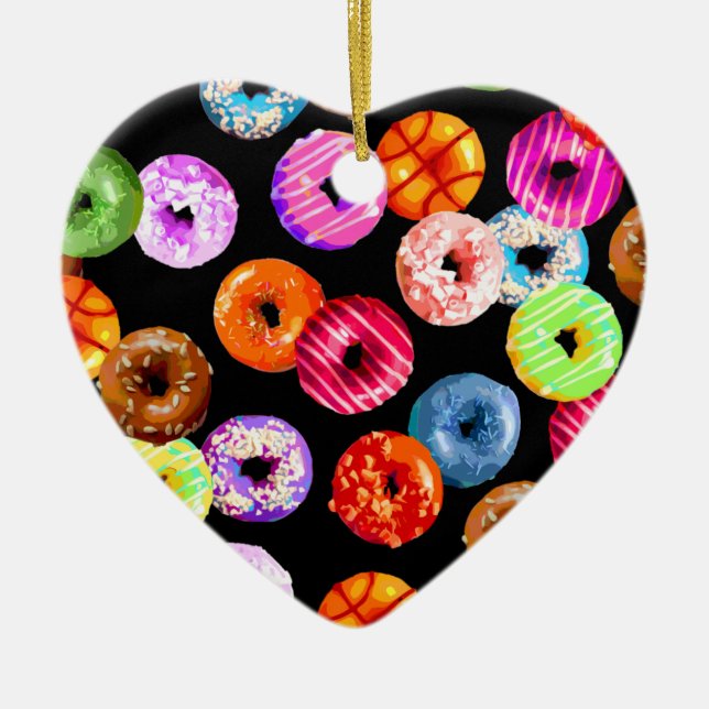 Ornamento De Cerâmica Teste padrão sem emenda das rosquinhas + seu (Frente)