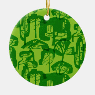 Ornamento De Cerâmica Teste padrão verde das árvores