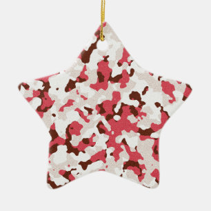 Ornamento De Cerâmica Teste padrão vermelho da camuflagem