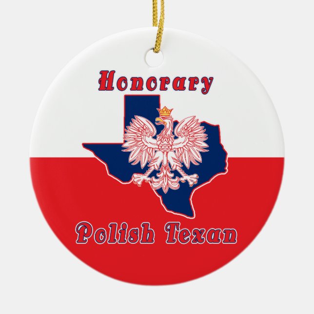 Ornamento De Cerâmica Texano polonês honroso (Frente)