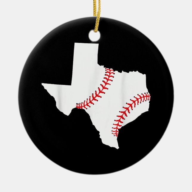 Ornamento De Cerâmica Texas Baseball State Engraçado no Texas (Frente)