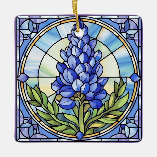 Ornamento De Cerâmica Texas Bluebonnet Design (Frente)