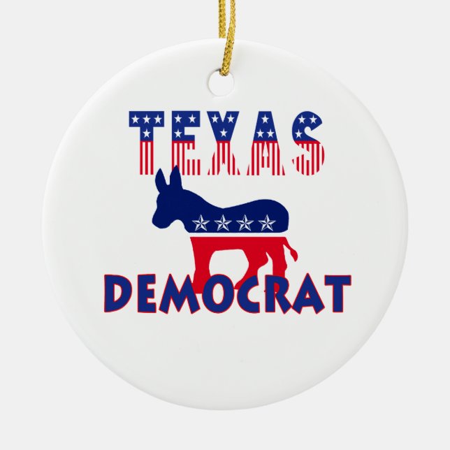 Ornamento De Cerâmica Texas Democrata (Frente)