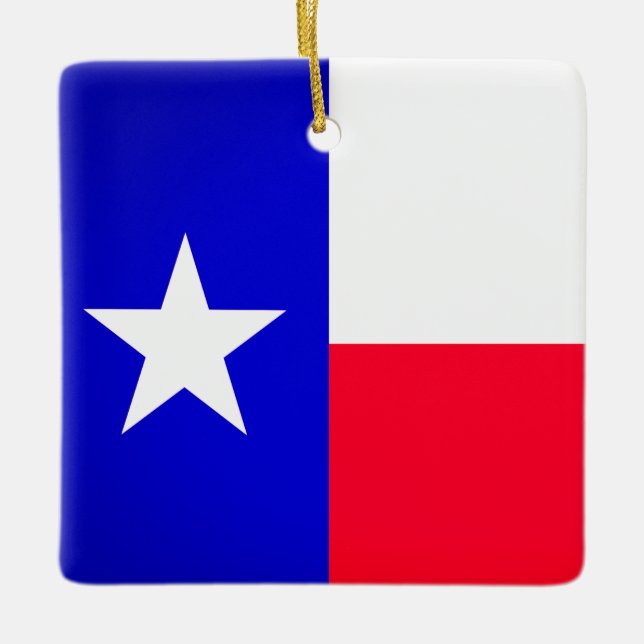 Ornamento De Cerâmica Texas Flag e Bluebonnets Ornament (Frente)
