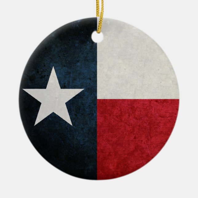 Ornamento De Cerâmica Texas Flag; Texan; (Frente)