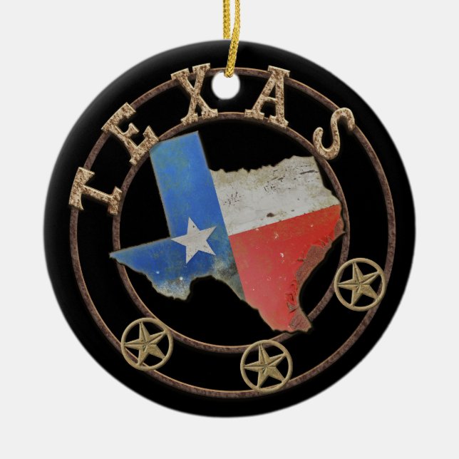 Ornamento De Cerâmica Texas Map Barn Art (Frente)
