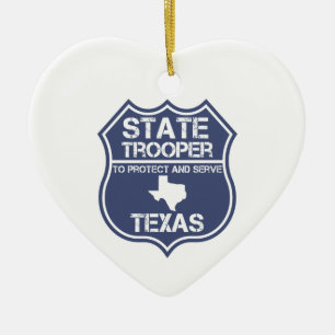 Ornamento De Cerâmica Texas State Trooper To Protect And Serve