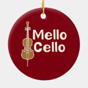 Ornamento De Cerâmica Texto Branco Mellow Cello