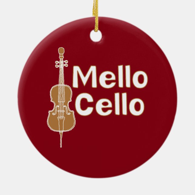 Ornamento De Cerâmica Texto Branco Mellow Cello (Traseira)