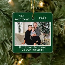 Ornamento De Cerâmica Texto da Máquina de Escritura Primeiro Natal Nova 