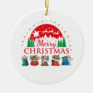 Ornamento De Cerâmica Texto de Papais noeis de Tipografia Feliz de Natal