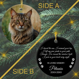 Ornamento De Cerâmica Texto e Foto Personalizadas do Cat Memorial