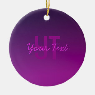 Ornamento De Cerâmica Texto Monograma Editável Moderno e Ombre Roxo