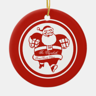 Ornamento De Cerâmica Texto ou Nome Personalizado do Pai Natal Cujo Cant