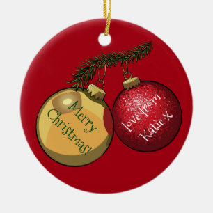 Ornamento De Cerâmica Texto Personalizado - Cartoon Baubles