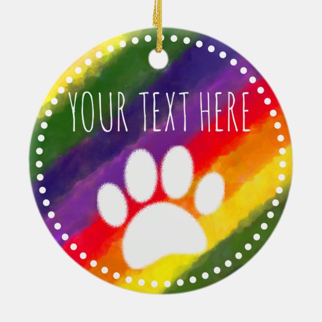 Ornamento De Cerâmica Texto Personalizado de Cachorro Imprimir Aquarela (Traseira)