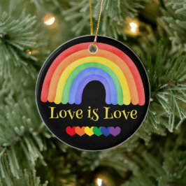 Ornamento De Cerâmica Texto Personalizado do Arco-Íris Colorido LGBTQ