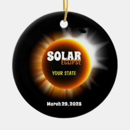 Ornamento De Cerâmica Texto Personalizado do Solar Eclipse 3/29/2025