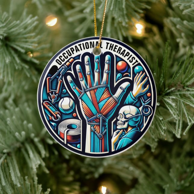 Ornamento De Cerâmica Texto Personalizado do Terapismo Ocupacional (Árvore)