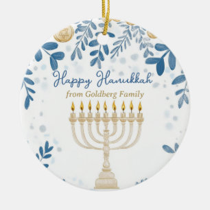 Ornamento De Cerâmica Texto personalizado Hanukkah Harmony Ornament