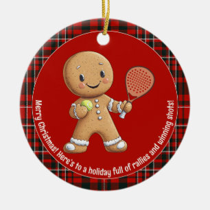 Ornamento De Cerâmica 🎾 🎄 Texto personalizado, Natal baseado em Padel