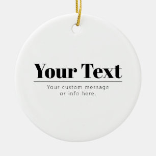 Ornamento De Cerâmica Texto Retro-moderno Elegante Preto & Branco