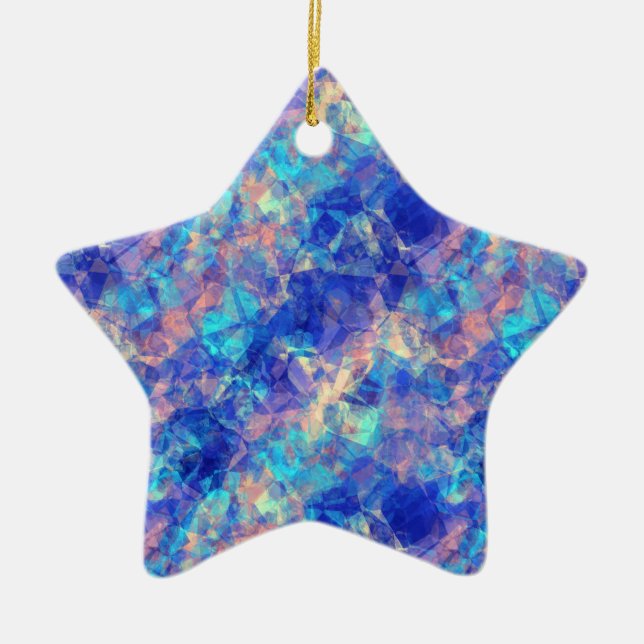 Ornamento De Cerâmica Textura Azure Azure Azul Cruzada (Frente)