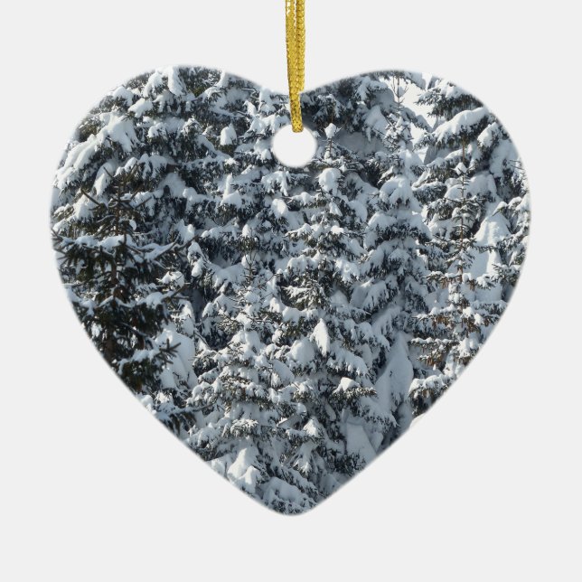 Ornamento De Cerâmica Textura de árvore de abertura de neve (Frente)
