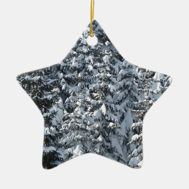 Ornamento De Cerâmica Textura de árvore de abertura de neve (Frente)