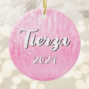 Ornamento De Cerâmica Textura Pink Glam Personalizada