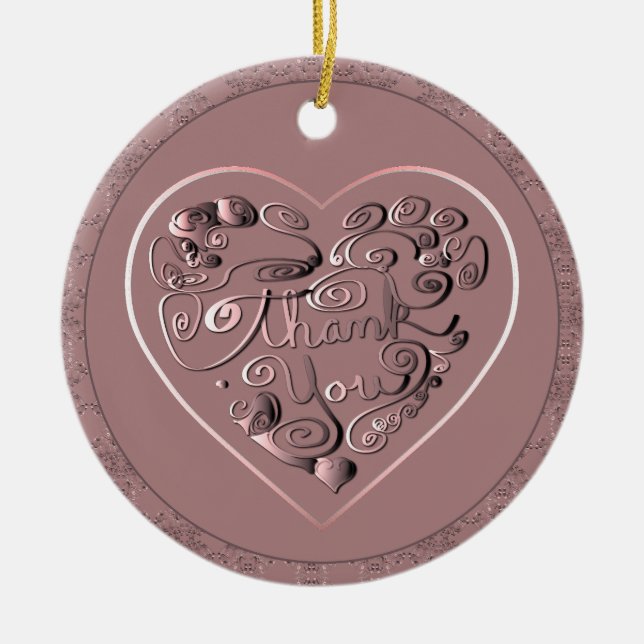 Ornamento De Cerâmica Thank you on dusty rose Ornament (Frente)