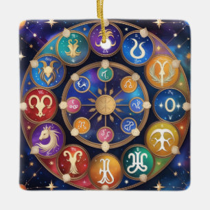 Ornamento De Cerâmica  the circle with the zodiac signs