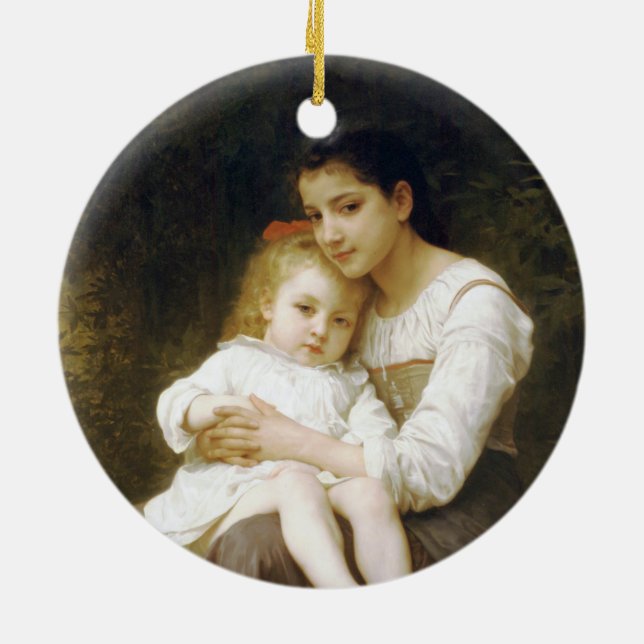 Ornamento De Cerâmica The Elder Sister (por William Bouguereau) (Traseira)