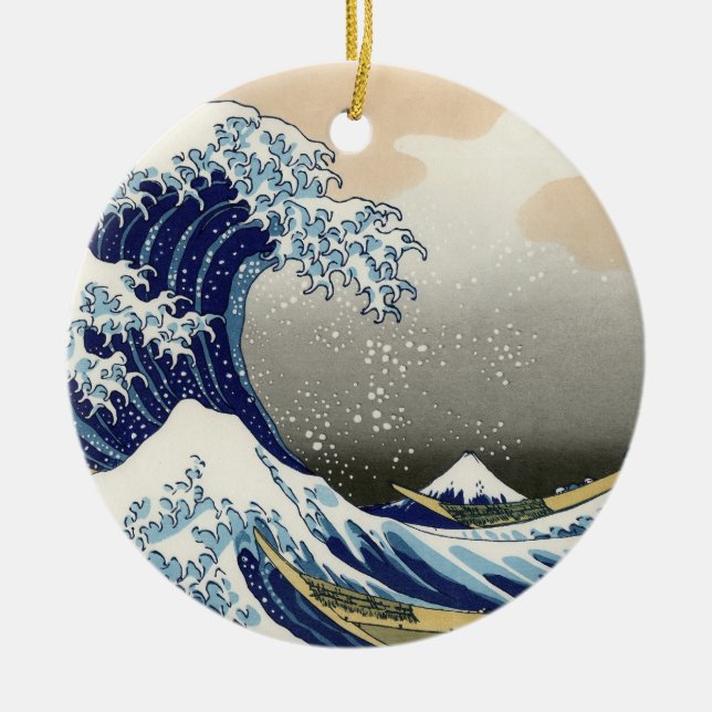 Ornamento De Cerâmica The Great Wave of Kanagawa - Katsushika Hokusai (Frente)