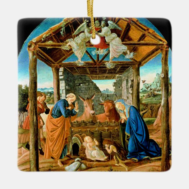 Ornamento De Cerâmica The Nativity, famous painting by Sandro Botticelli (Frente)