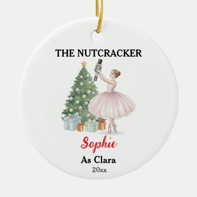 Ornamento De Cerâmica The Nutcracker Ballerina Custom Name & Role (Frente)
