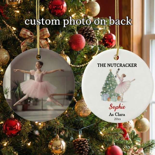 Ornamento De Cerâmica The Nutcracker Custom Name & Photo Ballet Keepsake (Criador carregado)
