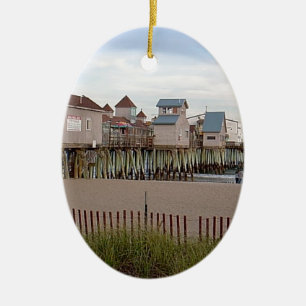 Ornamento De Cerâmica The Old Orchard Beach Pier de Wendy C Allen 2004